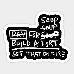 Soup Fort Fire Doodle White Sticker